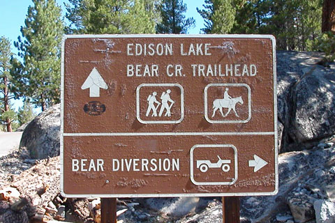 Bear Creek sign, John Muir Wilderness, California