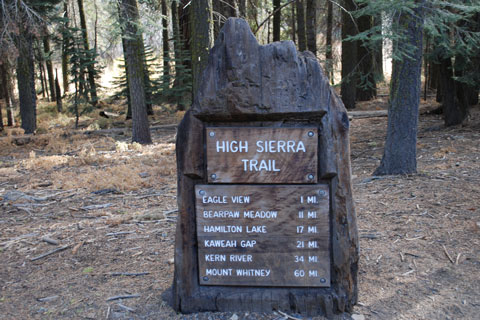 High Sierra Trail Sign, Crescent Meadow, Sequoia National Park, California