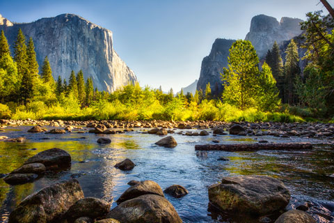 Merced River and El Capitan, Yosemite National Park, California